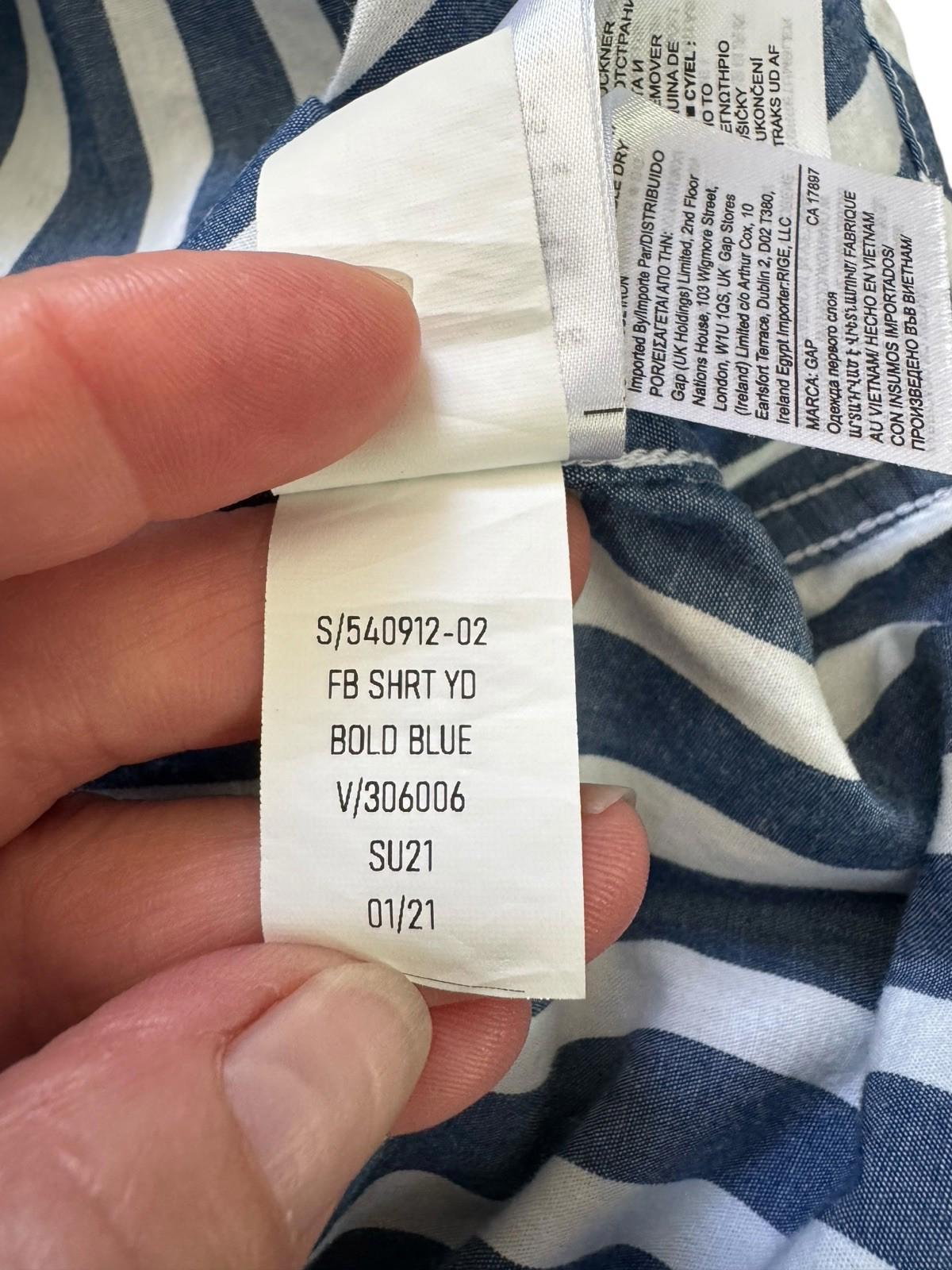 Excellent GAP Women's Bold Blue Striped Button Down Oxford FB Shirt Size XS