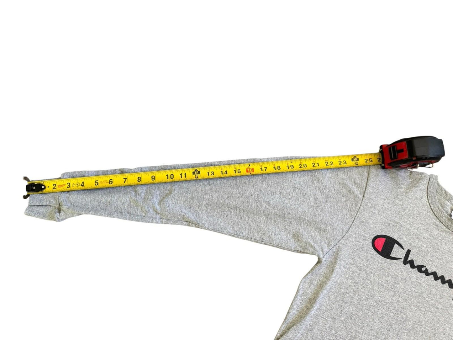 Vintage 1980s CHAMPION Grey Long Sleeve T-Shirt Size Small Black Letters