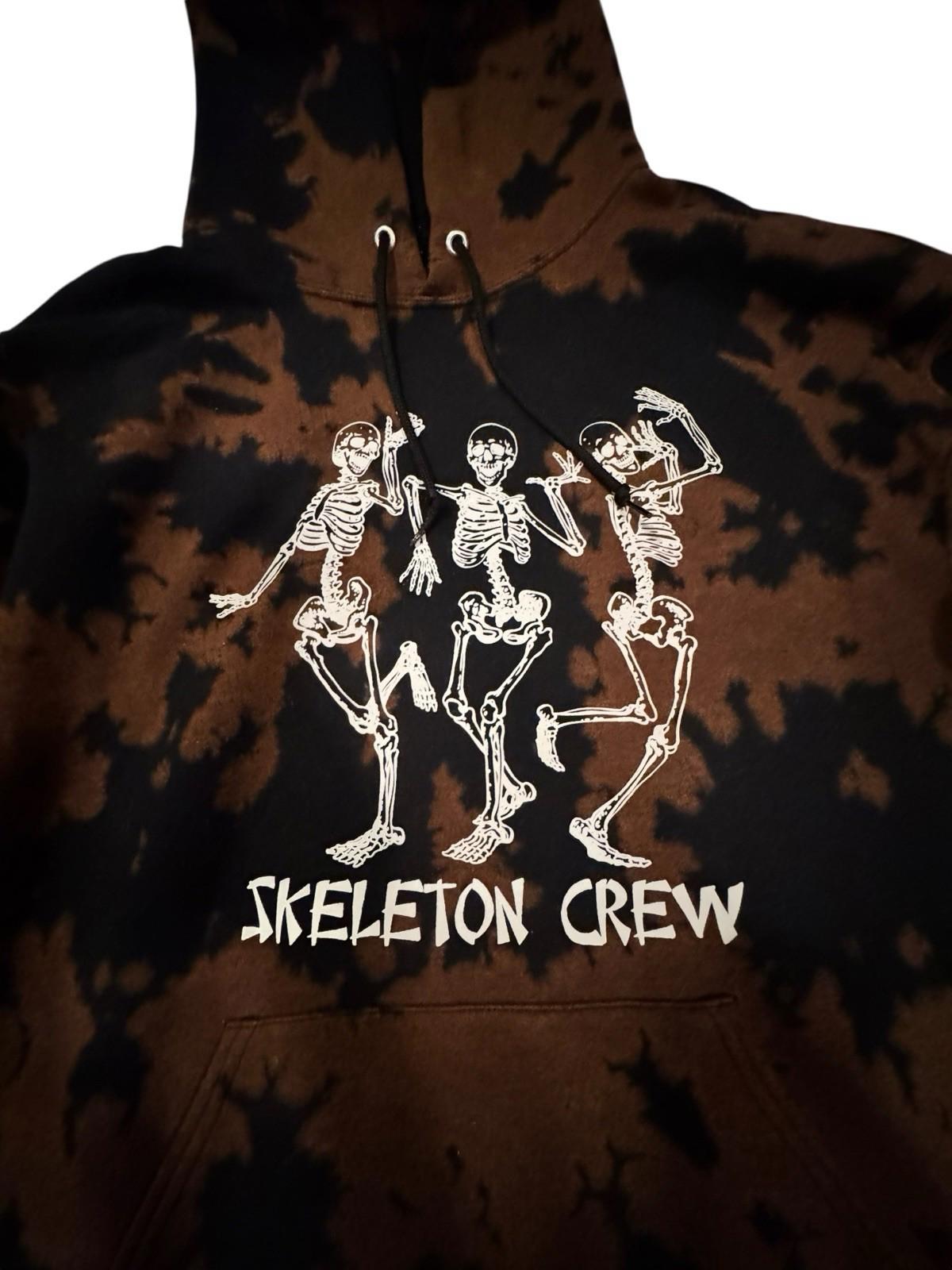 Skeleton Crew Hoodie Bowery Supply Co Black Brown Tie Dye Bleached Halloween M