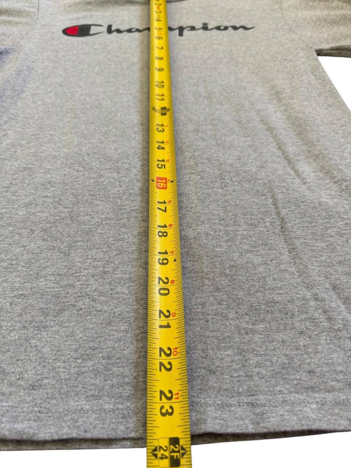 Vintage 1980s CHAMPION Grey Long Sleeve T-Shirt Size Small Black Letters