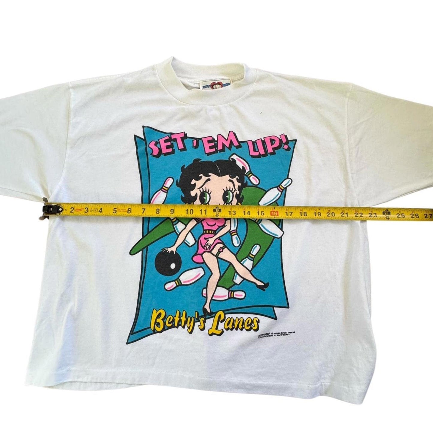 Vintage 1993 Betty Boop Bowling Licensed White Tshirt T Shirt Tee