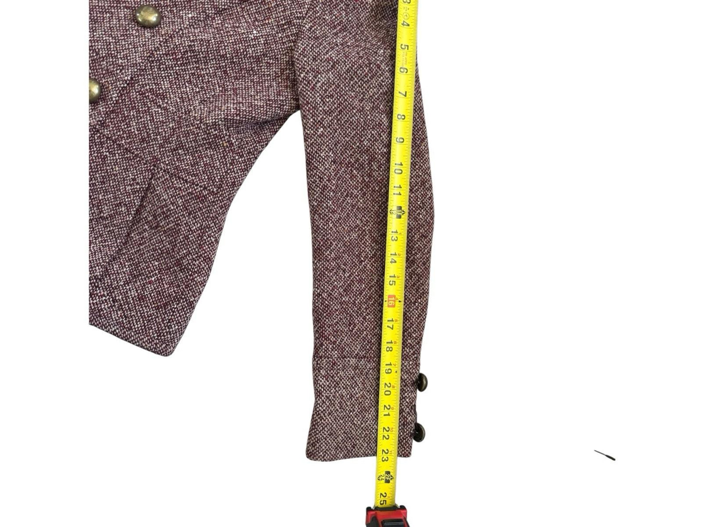 Vintage GUESS Tweed Wool Coat With Brass Buttons Velvet Lining Medium