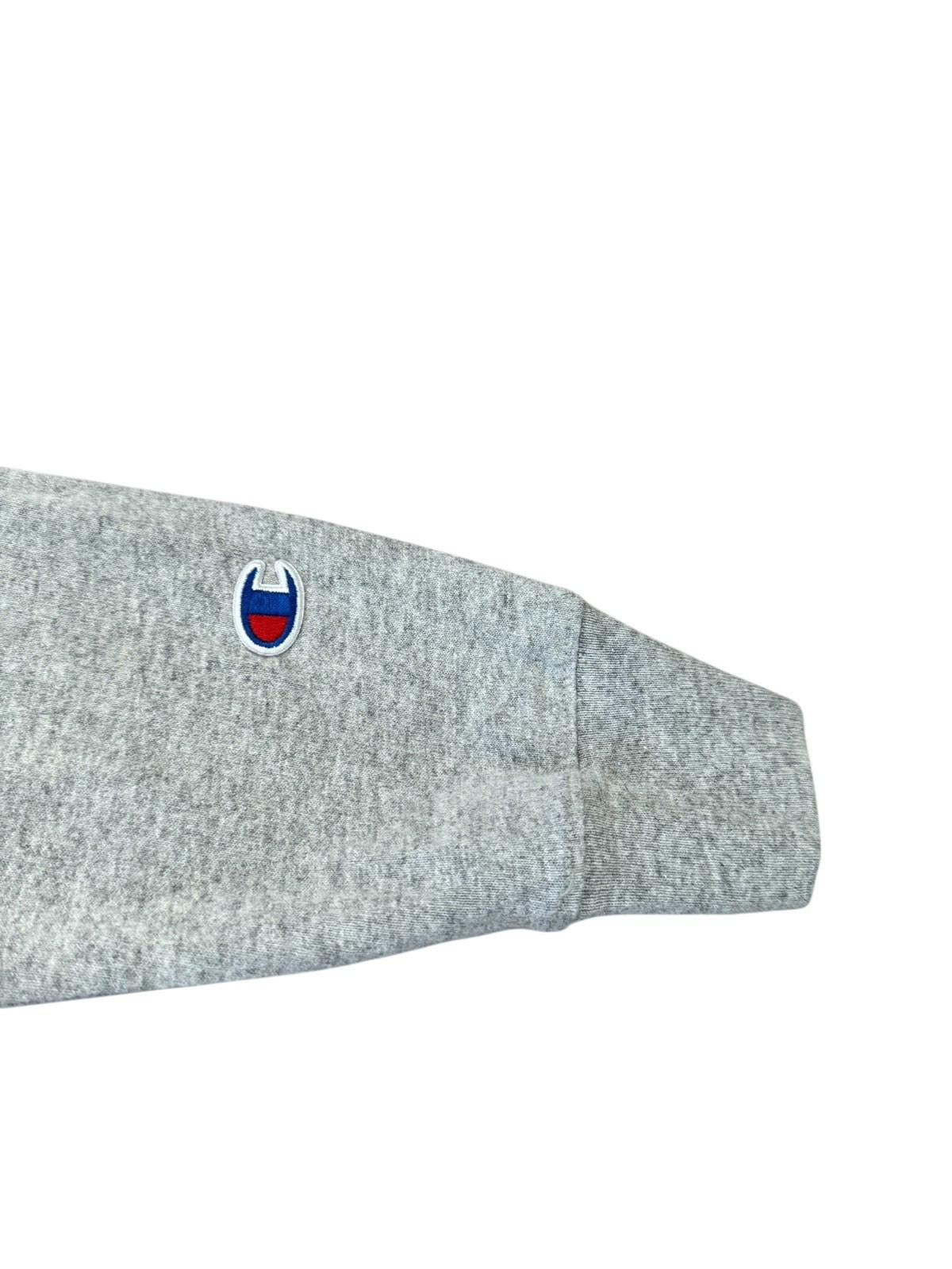 Vintage 1980s CHAMPION Grey Long Sleeve T-Shirt Size Small Black Letters