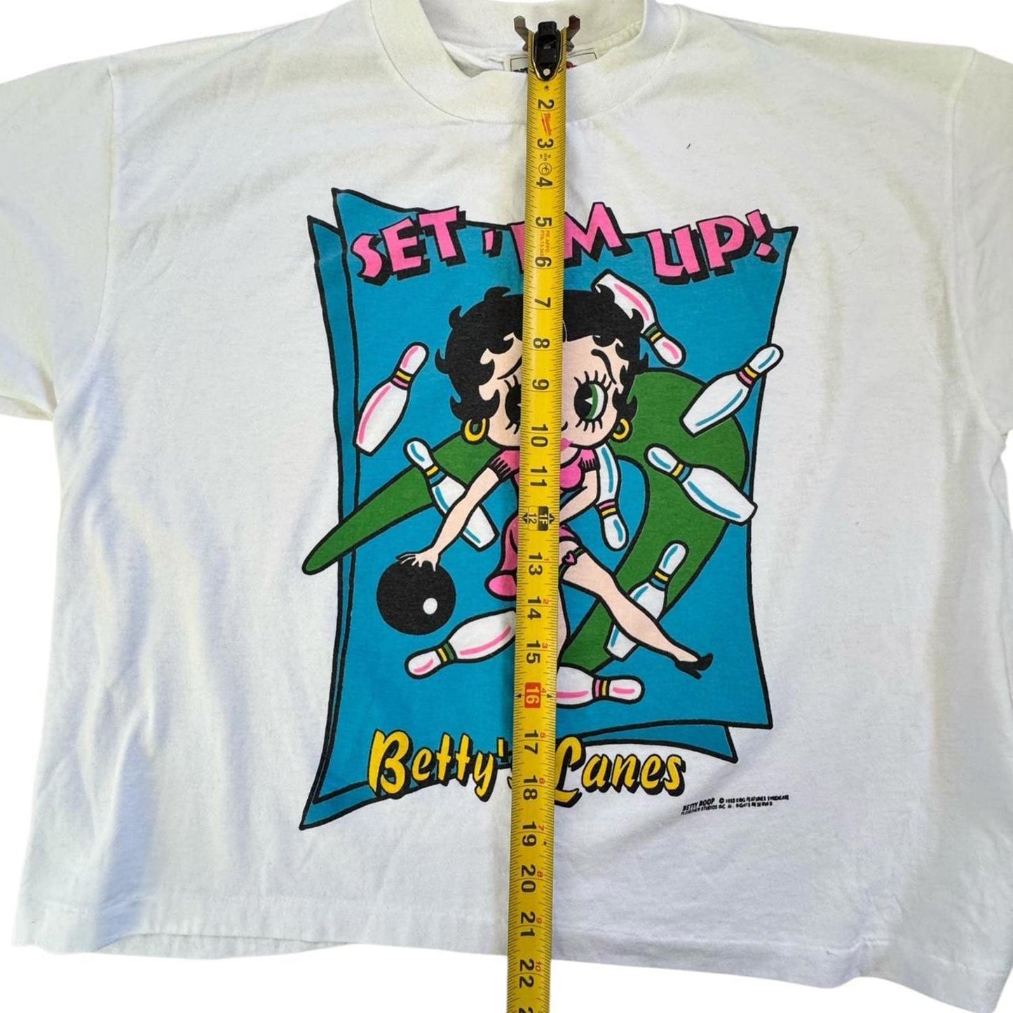 Vintage 1993 Betty Boop Bowling Licensed White Tshirt T Shirt Tee