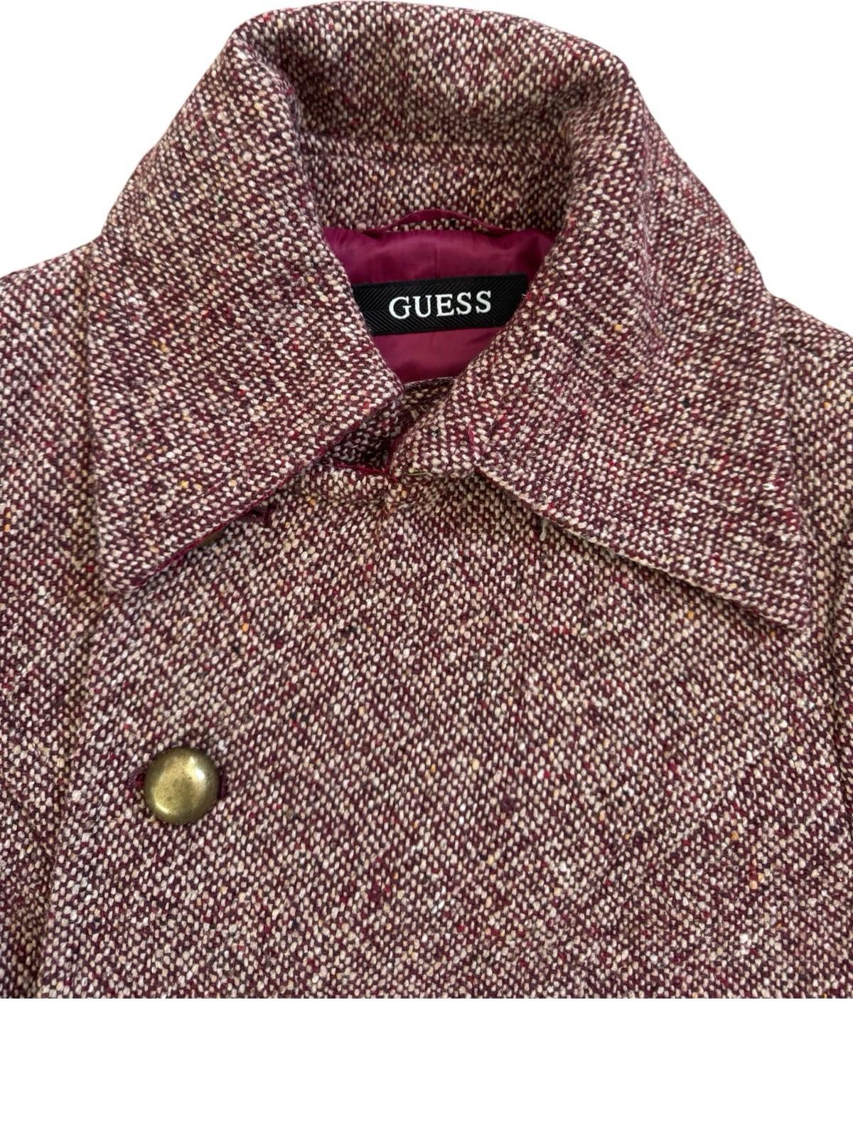 Vintage GUESS Tweed Wool Coat With Brass Buttons Velvet Lining Medium