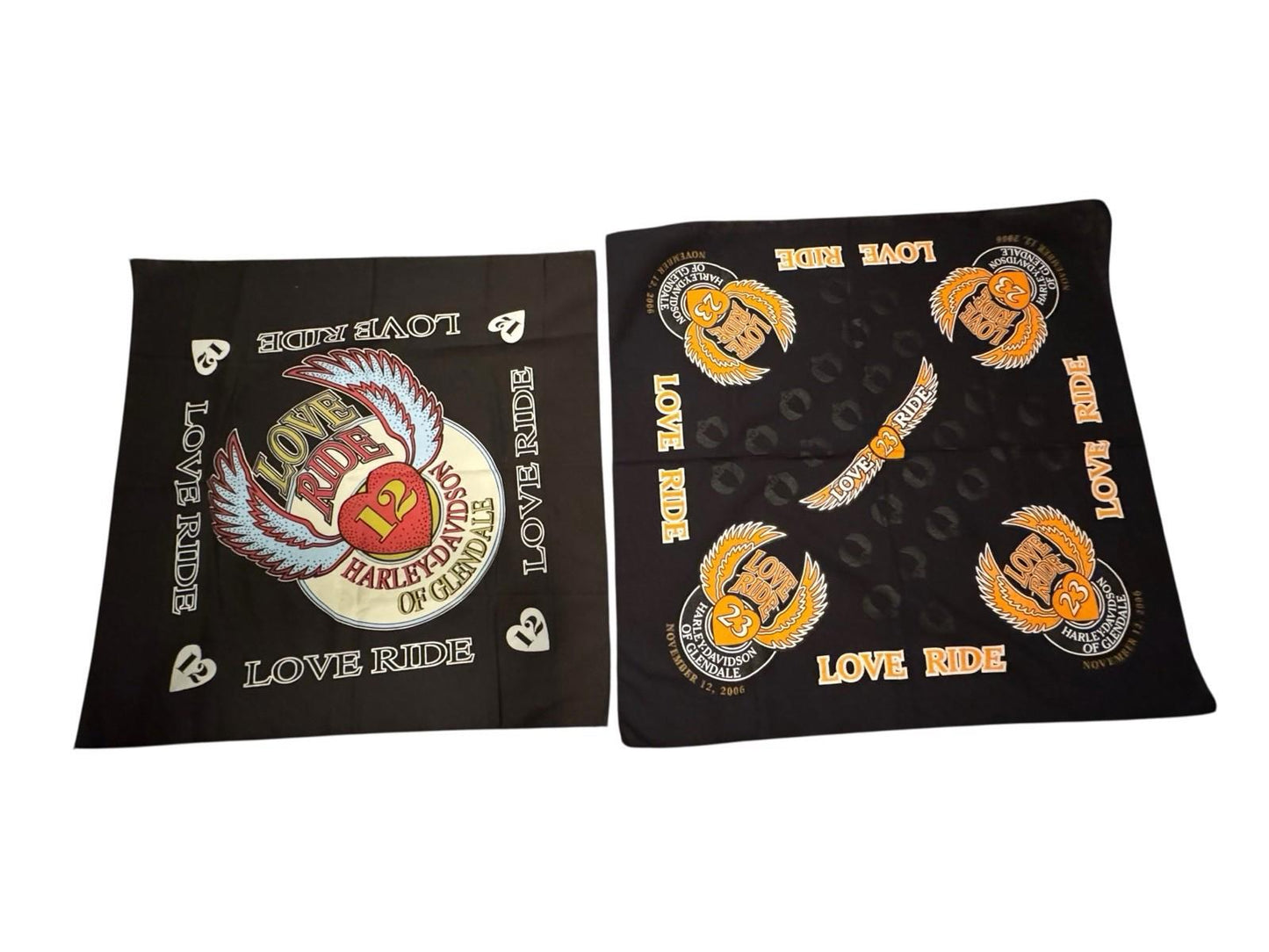 Two Harley Davidson Love Ride Bandanas 12 And 23