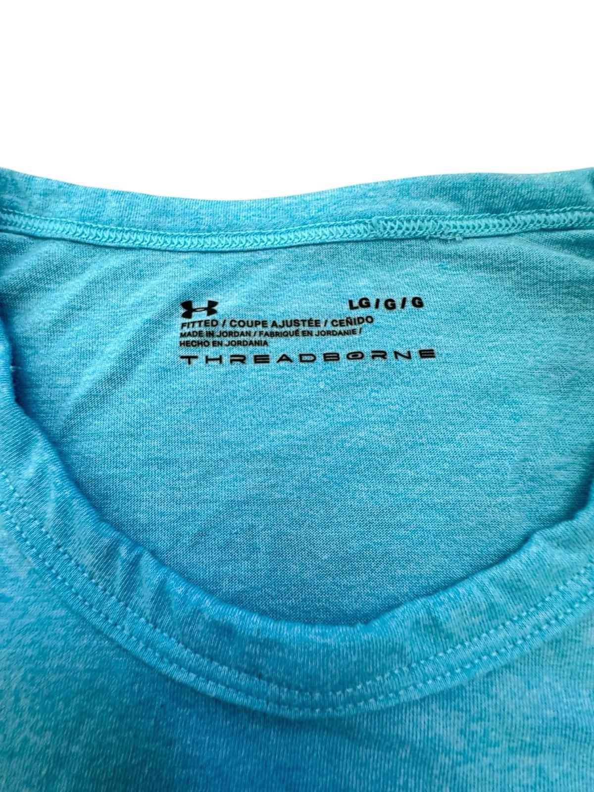 Under Armour Teal Blue Threadborne Three-Quarter Sleeve Athletic Shirt L