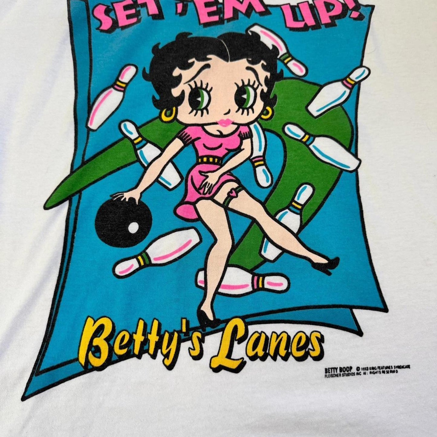 Vintage 1993 Betty Boop Bowling Licensed White Tshirt T Shirt Tee