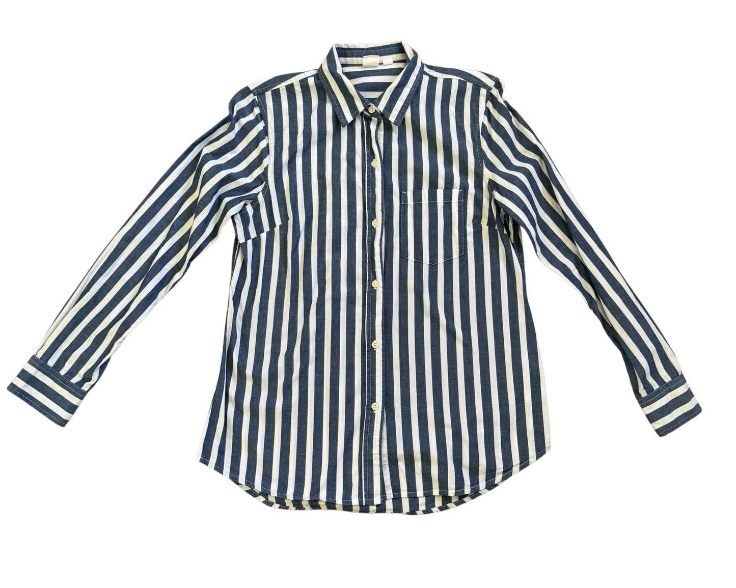 Excellent GAP Women's Bold Blue Striped Button Down Oxford FB Shirt Size XS