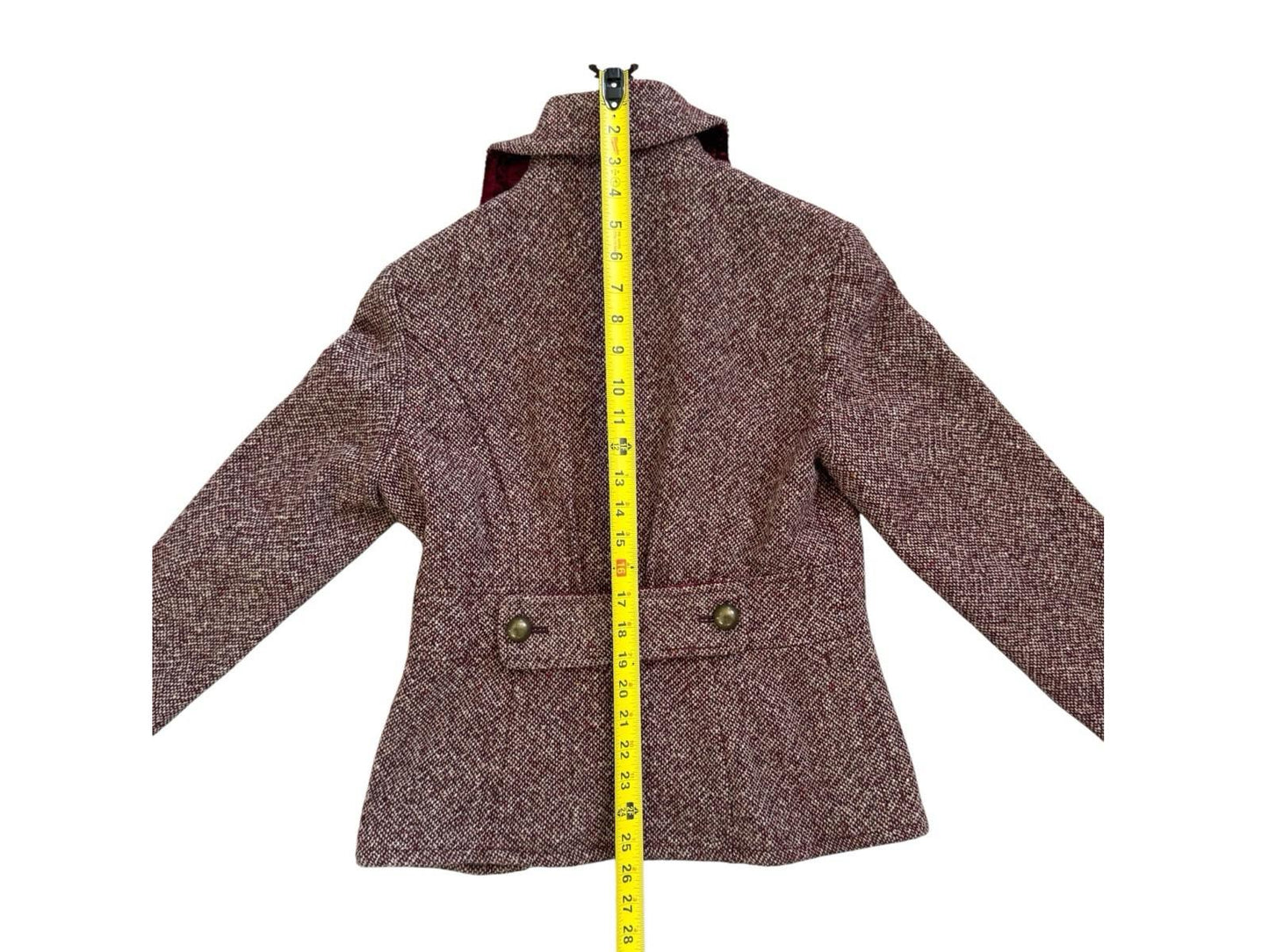 Vintage GUESS Tweed Wool Coat With Brass Buttons Velvet Lining Medium