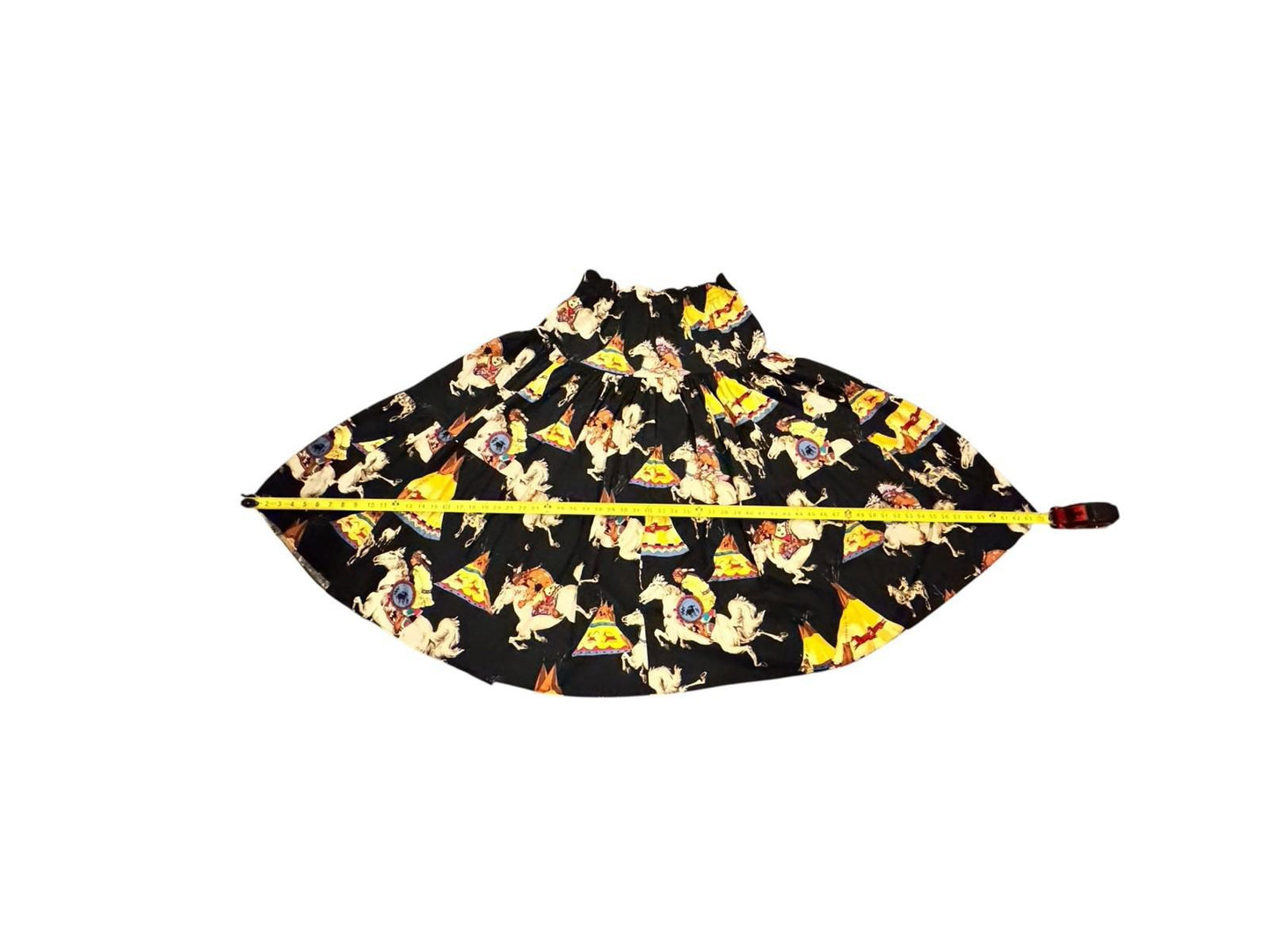 Vintage Western Rodeo Cowgirl Cotton Skirt Native American Horses Made in USA