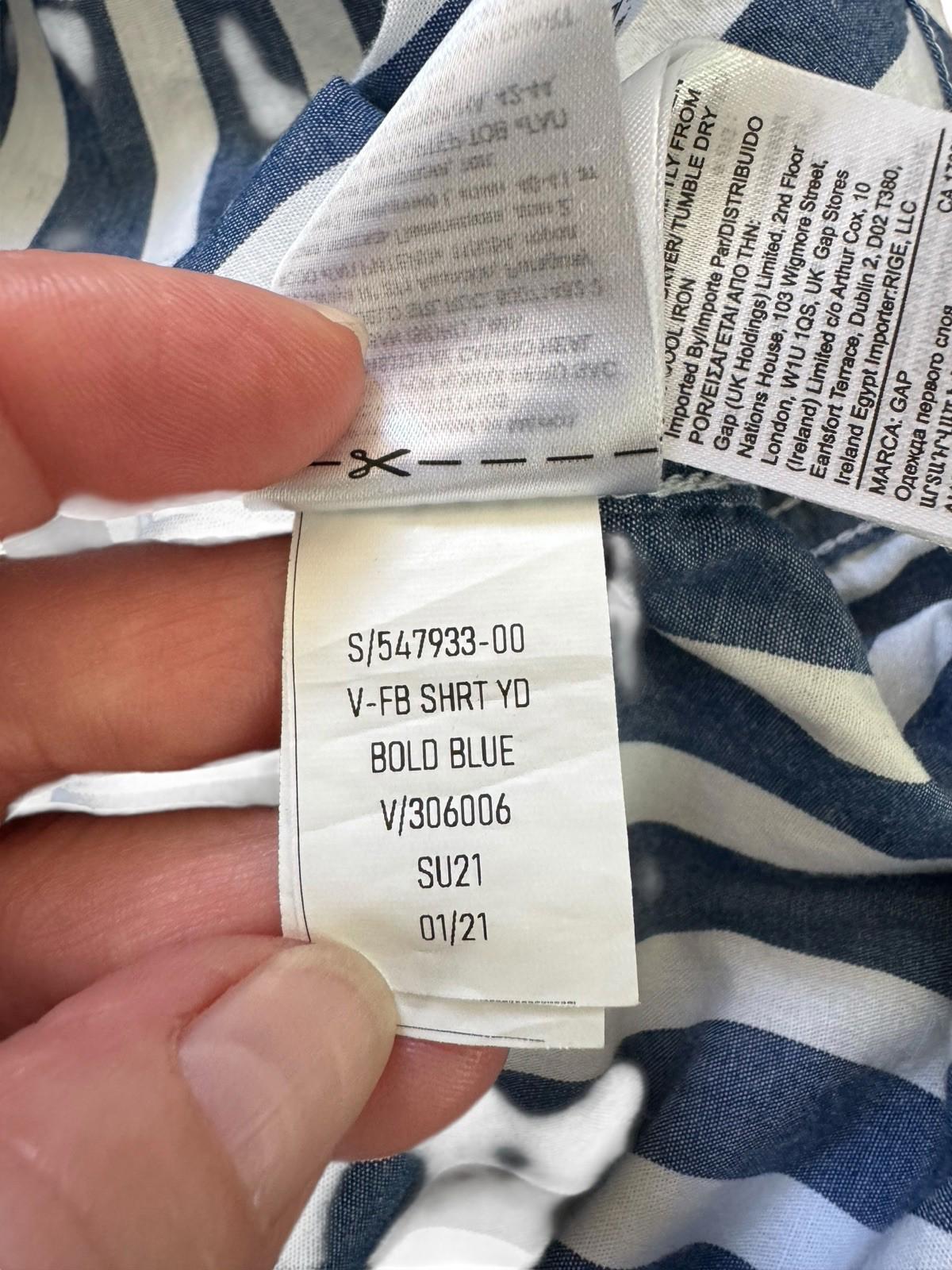 Excellent GAP Women's Bold Blue Striped Button Down Oxford FB Shirt Size XS