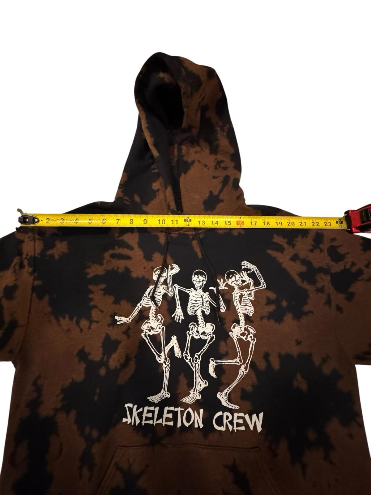 Skeleton Crew Hoodie Bowery Supply Co Black Brown Tie Dye Bleached Halloween M
