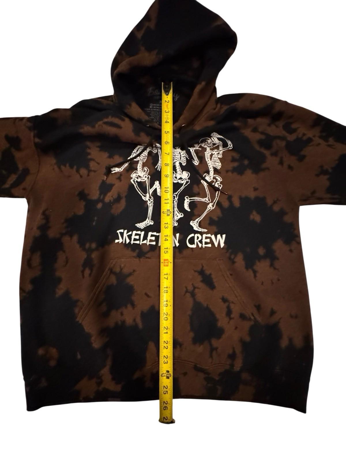 Skeleton Crew Hoodie Bowery Supply Co Black Brown Tie Dye Bleached Halloween M
