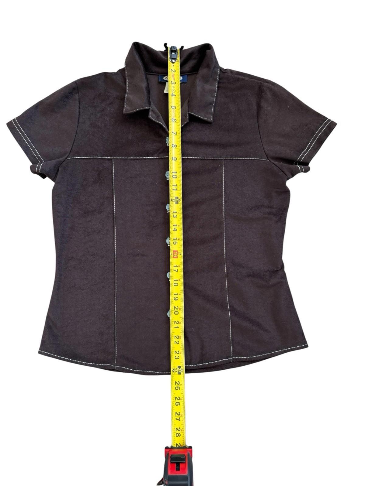 JORDACHE Vintage Women's Brown Western Cowgirl Button Up Shirt Top Blouse