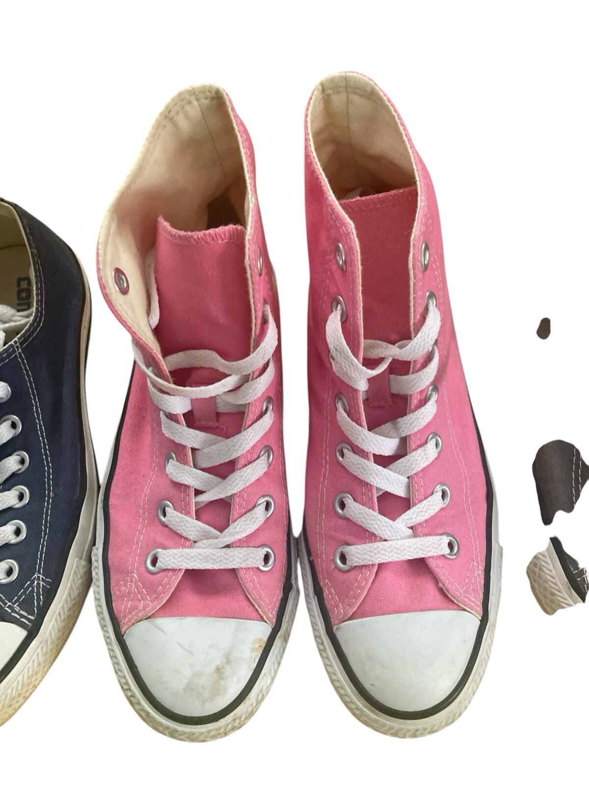 THREE Pairs of Converse Sneakers Chuck Taylor Kicks Womens Size 7 Pink Blue Grey