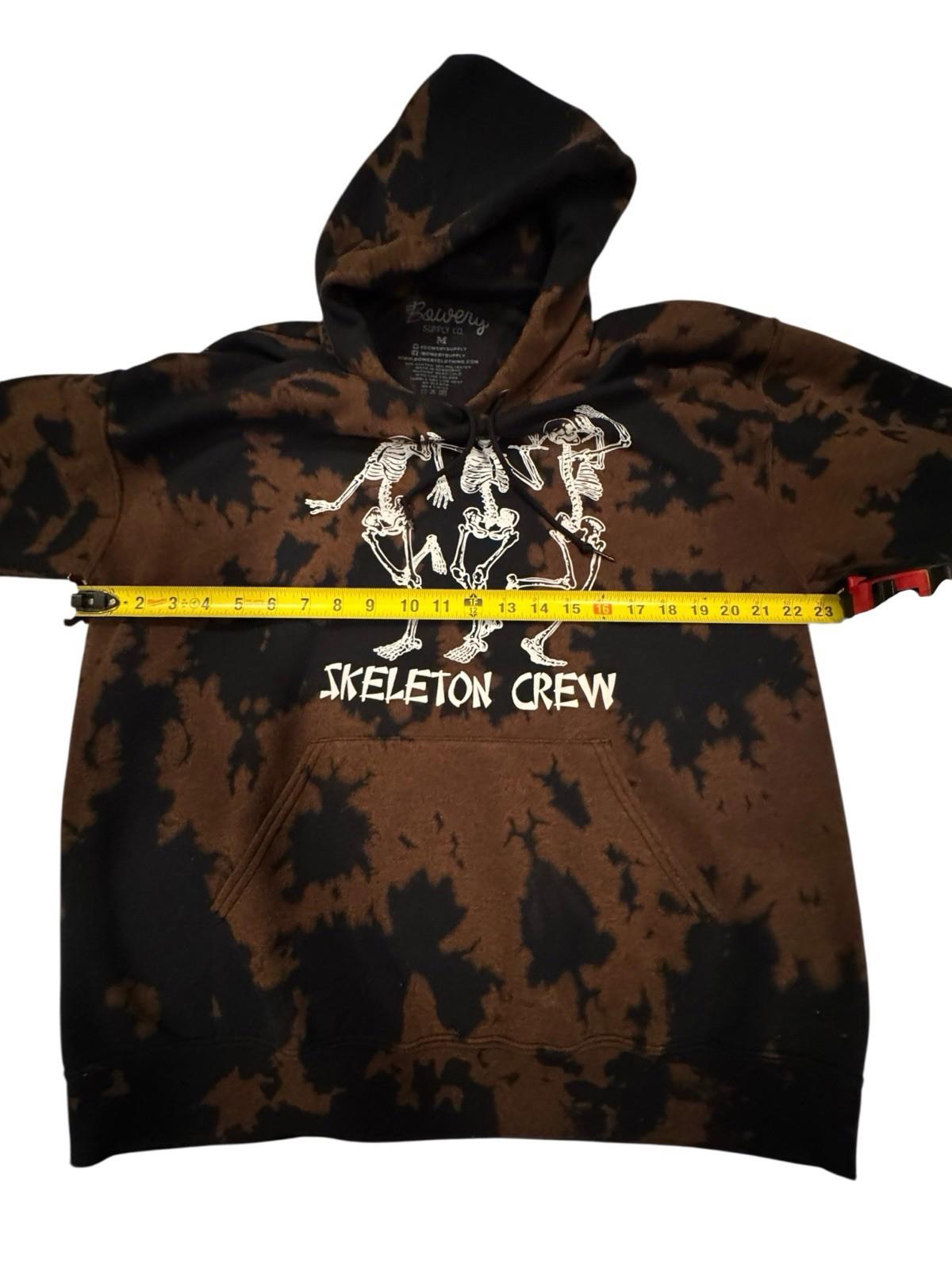 Skeleton Crew Hoodie Bowery Supply Co Black Brown Tie Dye Bleached Halloween M