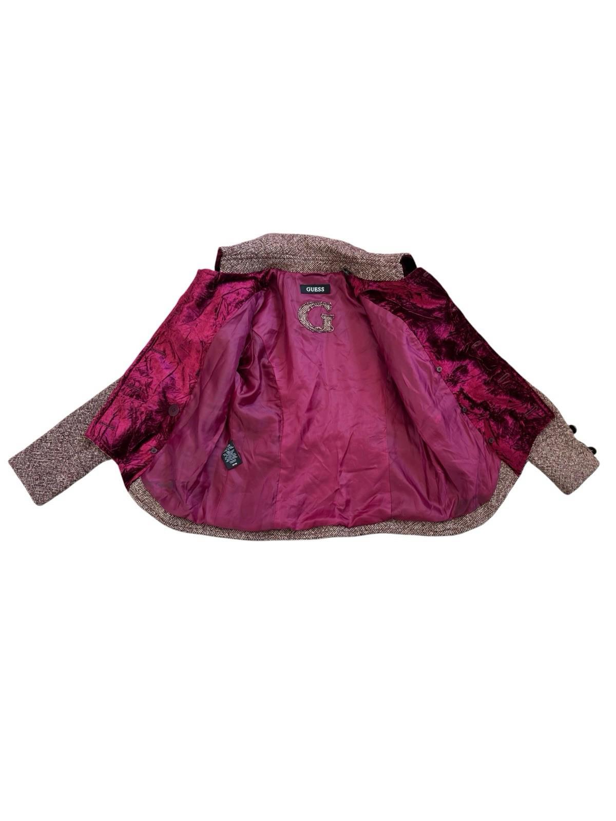 Vintage GUESS Tweed Wool Coat With Brass Buttons Velvet Lining Medium