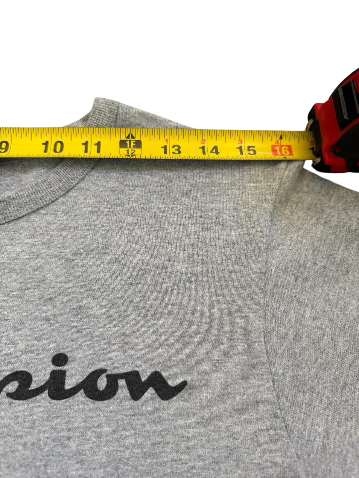 Vintage 1980s CHAMPION Grey Long Sleeve T-Shirt Size Small Black Letters