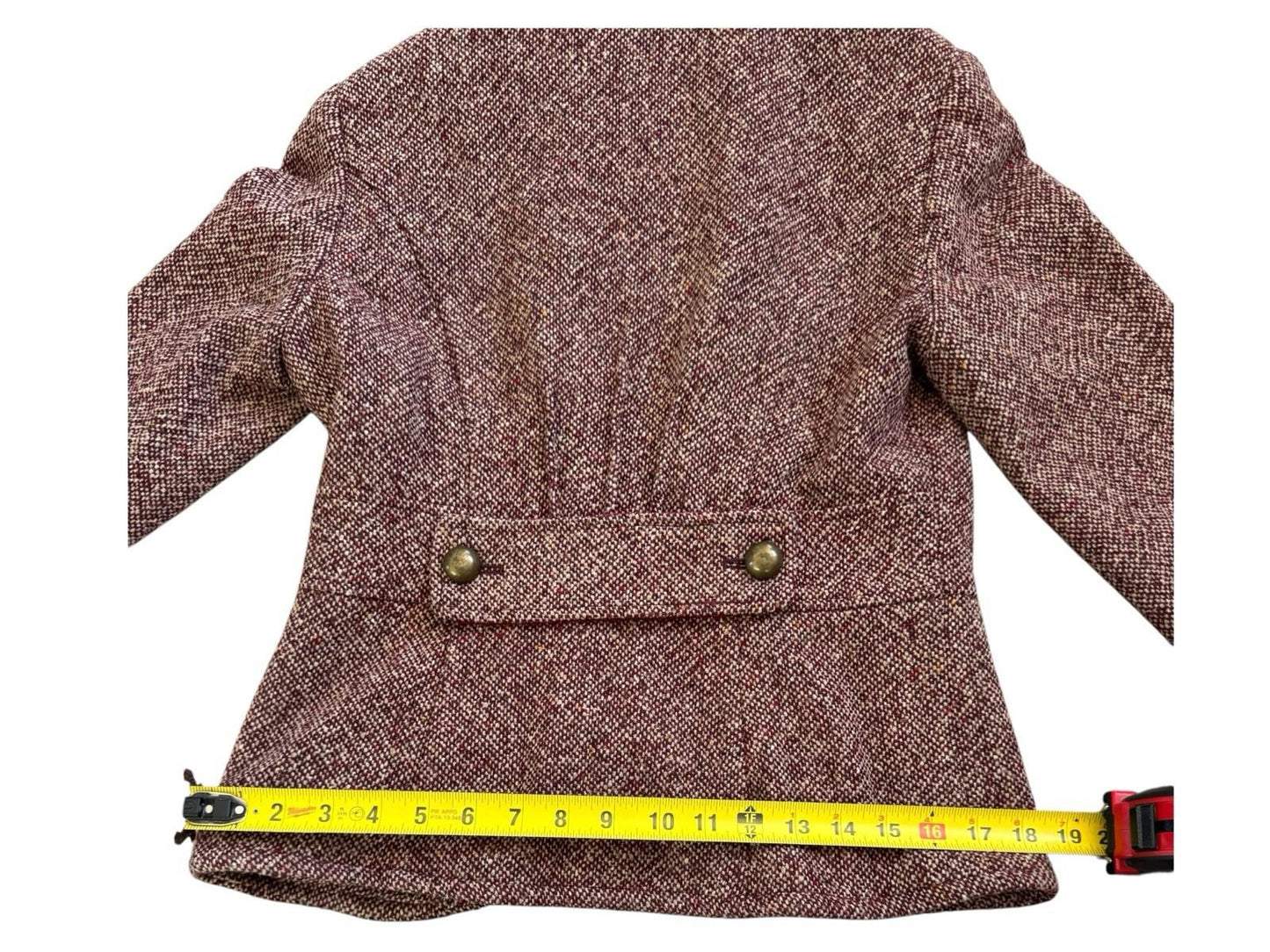 Vintage GUESS Tweed Wool Coat With Brass Buttons Velvet Lining Medium