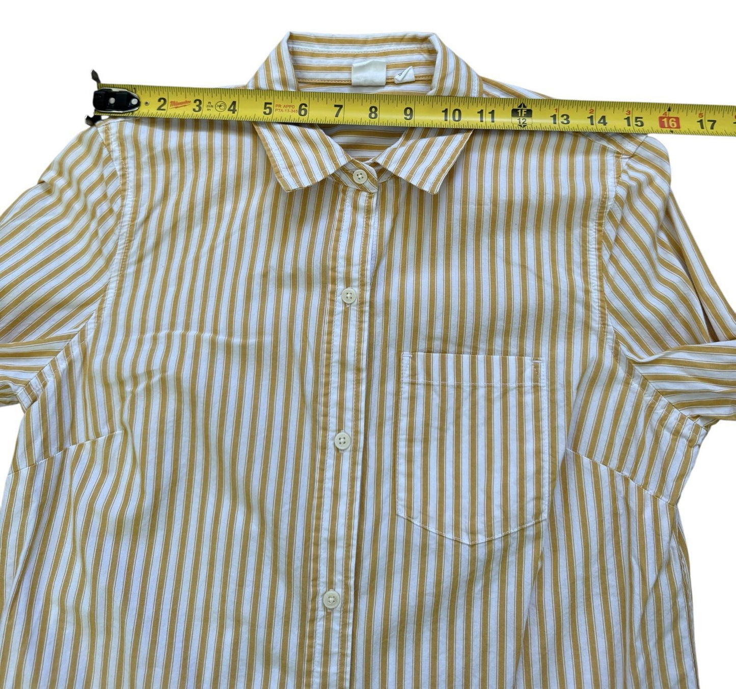 Excellent GAP Women's Yellow Striped Button Down Oxford FB Shirt Size XS