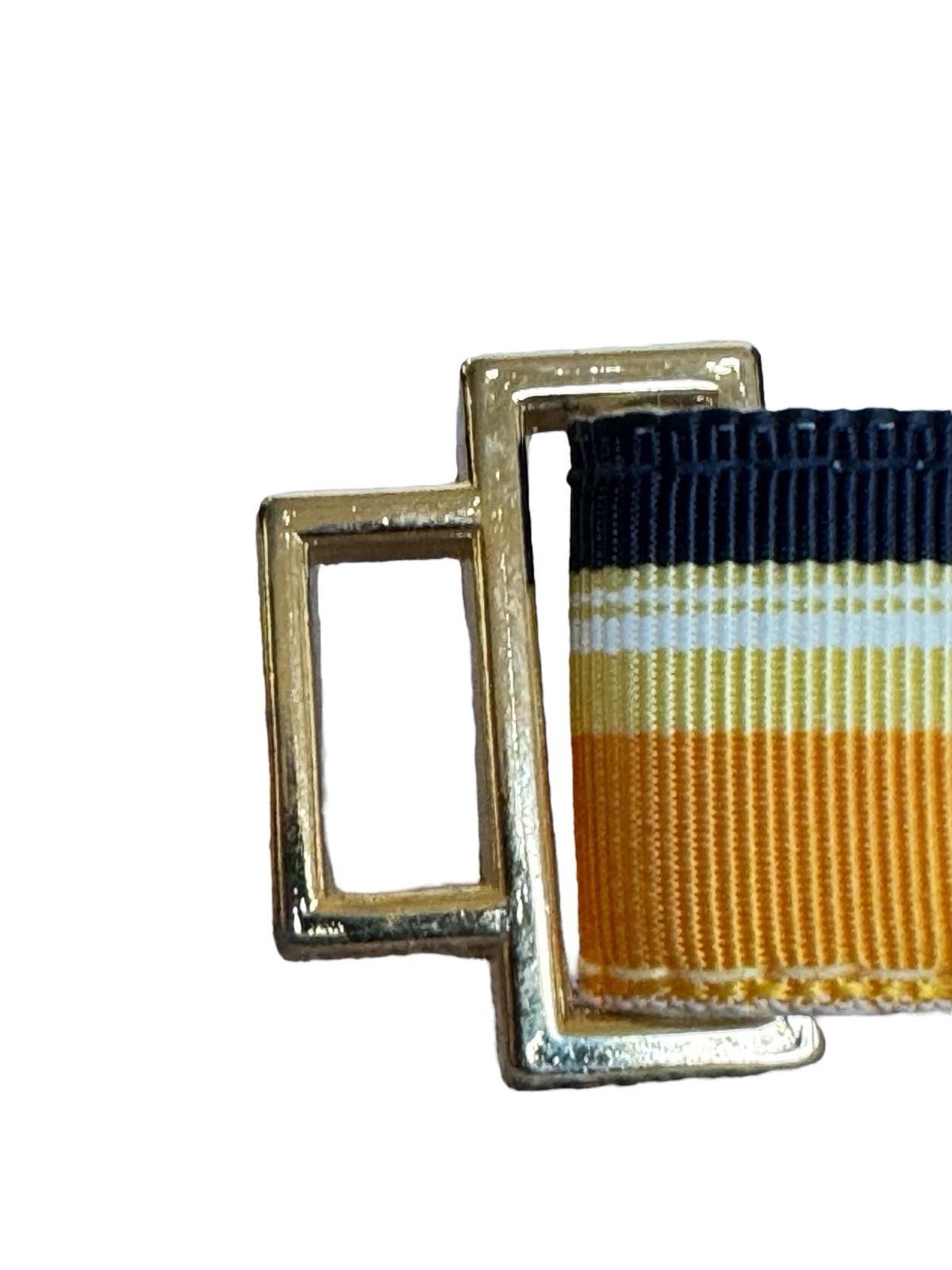 Vintage Anne Klein 1976 Accessocraft NYC Gold Lion Belt Buckle w/ Grosgrain Belt