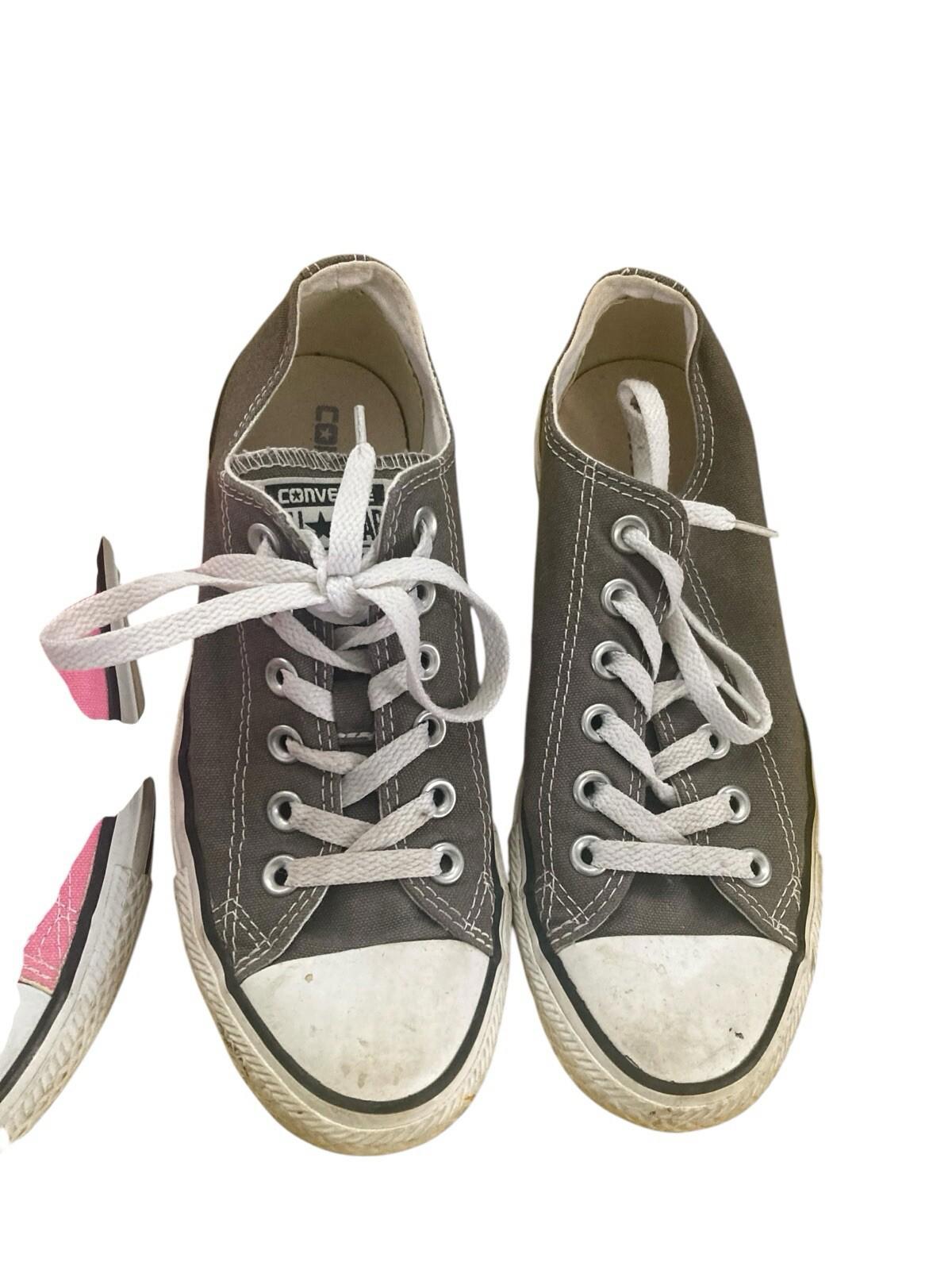 THREE Pairs of Converse Sneakers Chuck Taylor Kicks Womens Size 7 Pink Blue Grey