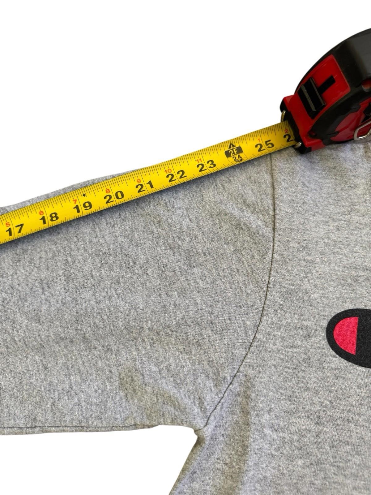 Vintage 1980s CHAMPION Grey Long Sleeve T-Shirt Size Small Black Letters