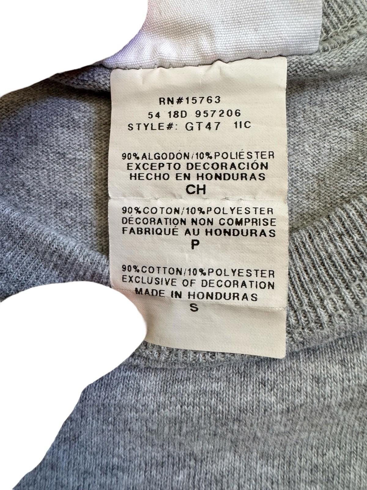 Vintage 1980s CHAMPION Grey Long Sleeve T-Shirt Size Small Black Letters