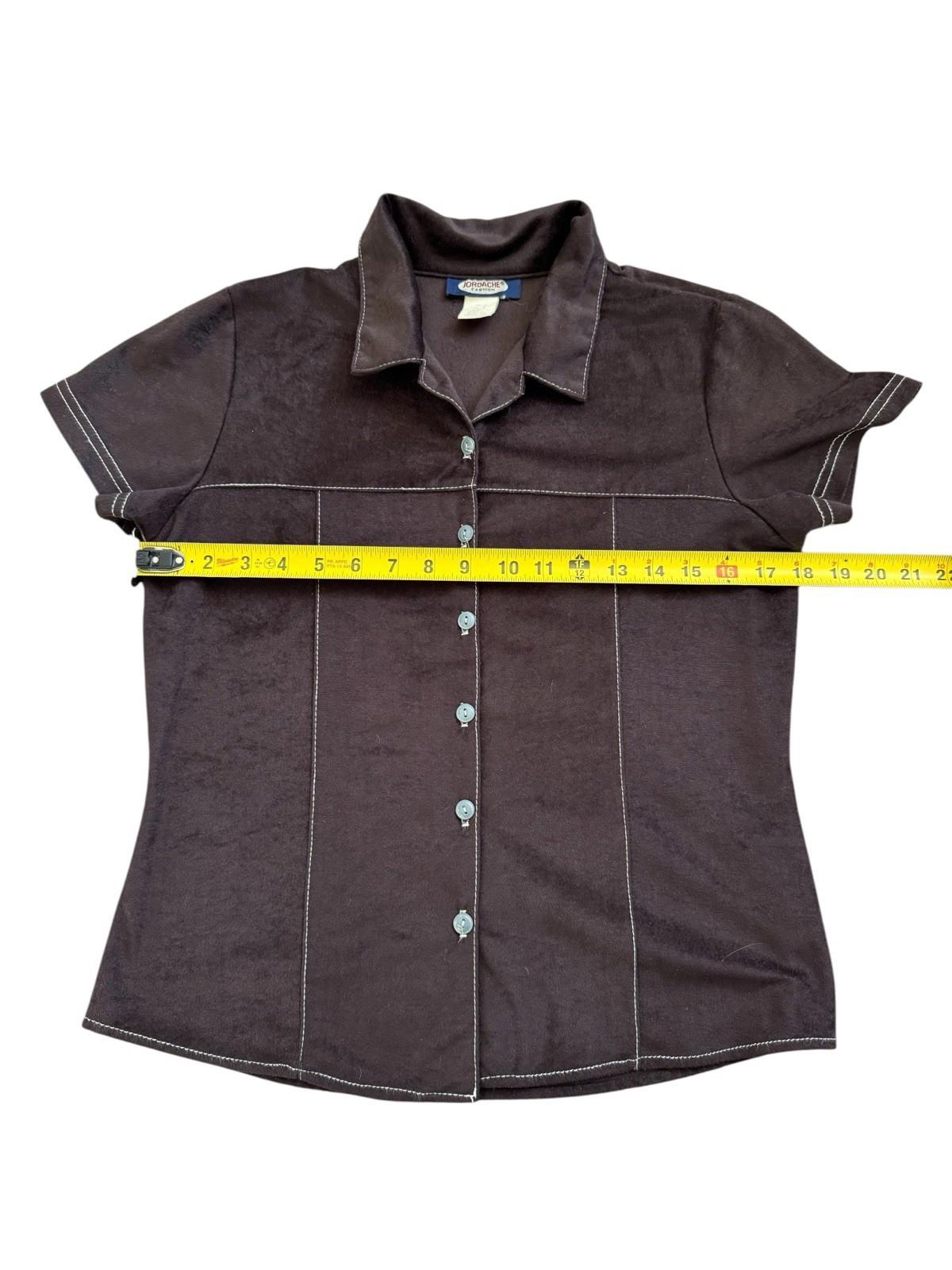 JORDACHE Vintage Women's Brown Western Cowgirl Button Up Shirt Top Blouse